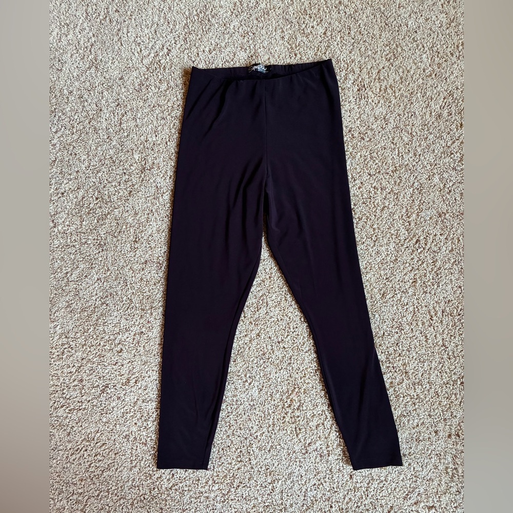 SYMPLI Stretch Pants Purple Plum Elastic Waist Pull On Made in Canada Size 6